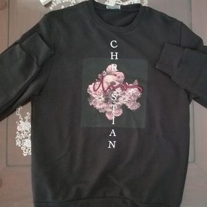 Christian Dior Black Flower and Skull Crewneck M